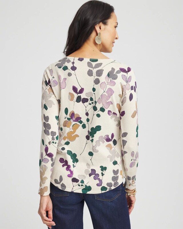 Floral V-Neck Pullover Sweater - image 3